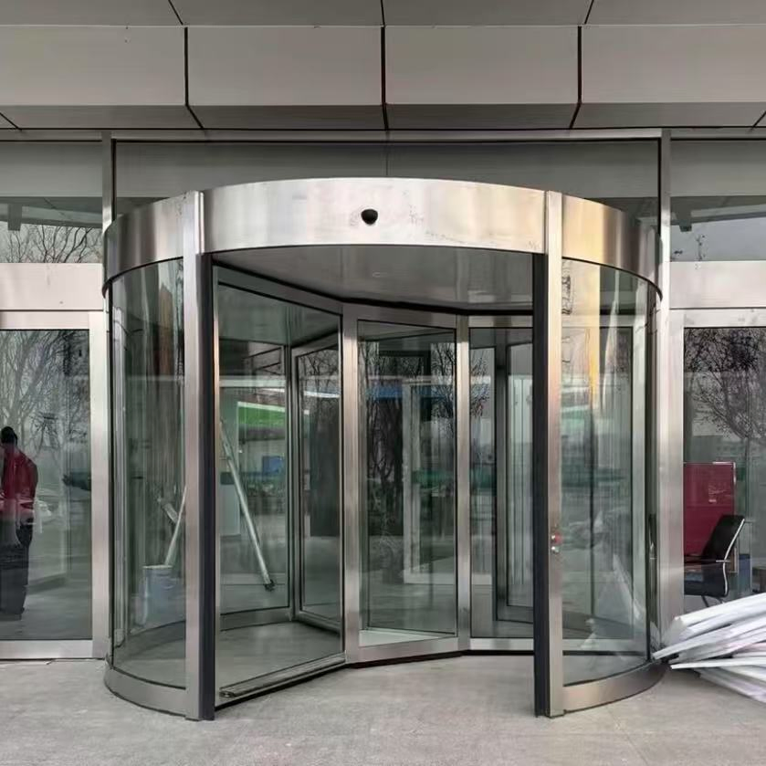 Custom Powder Coating Auto Rotate Revolving Glass Door