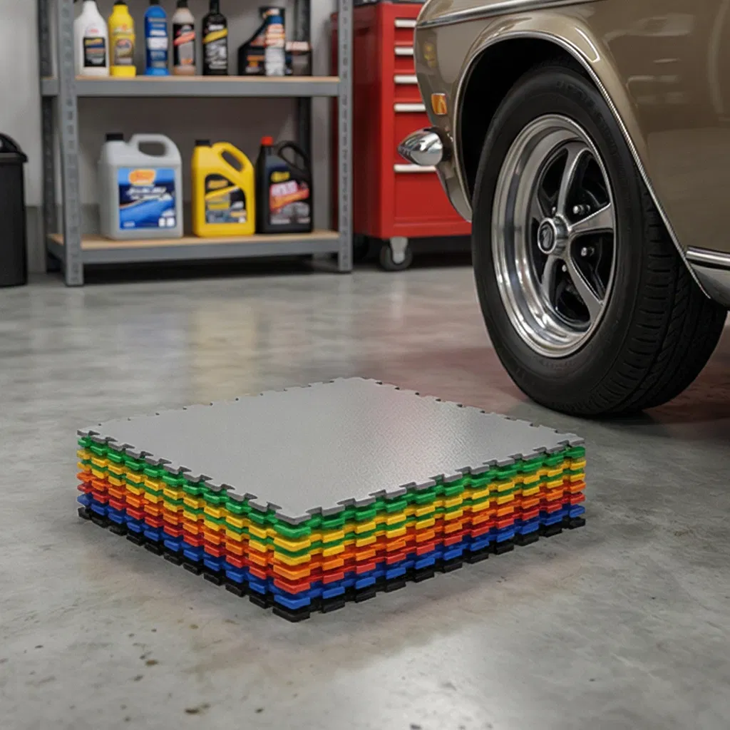 ПВХ плитка для пола в мастерскую, противоскользящая