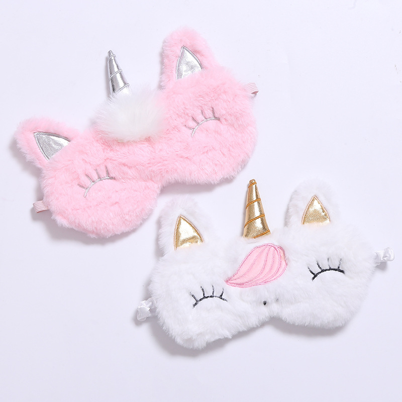 Custom Kids Eyemask 3D Cute Unicornn Cartoon Soft Plush Horn Sleeping Eyemask