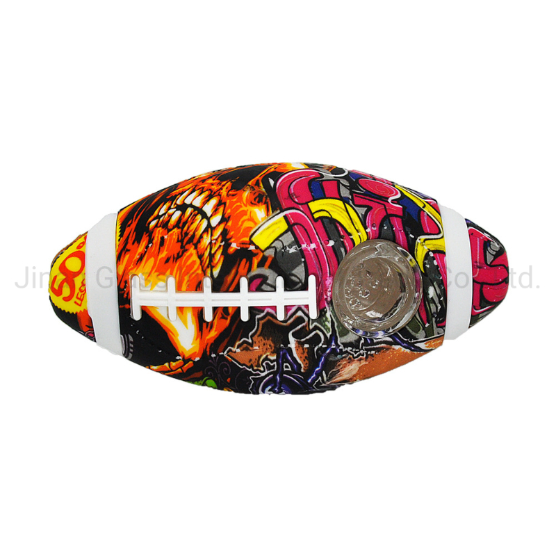 Rugby Style Silicone Pipe Color Printing Pattern Glass Pipe Glass Smoking Pipe