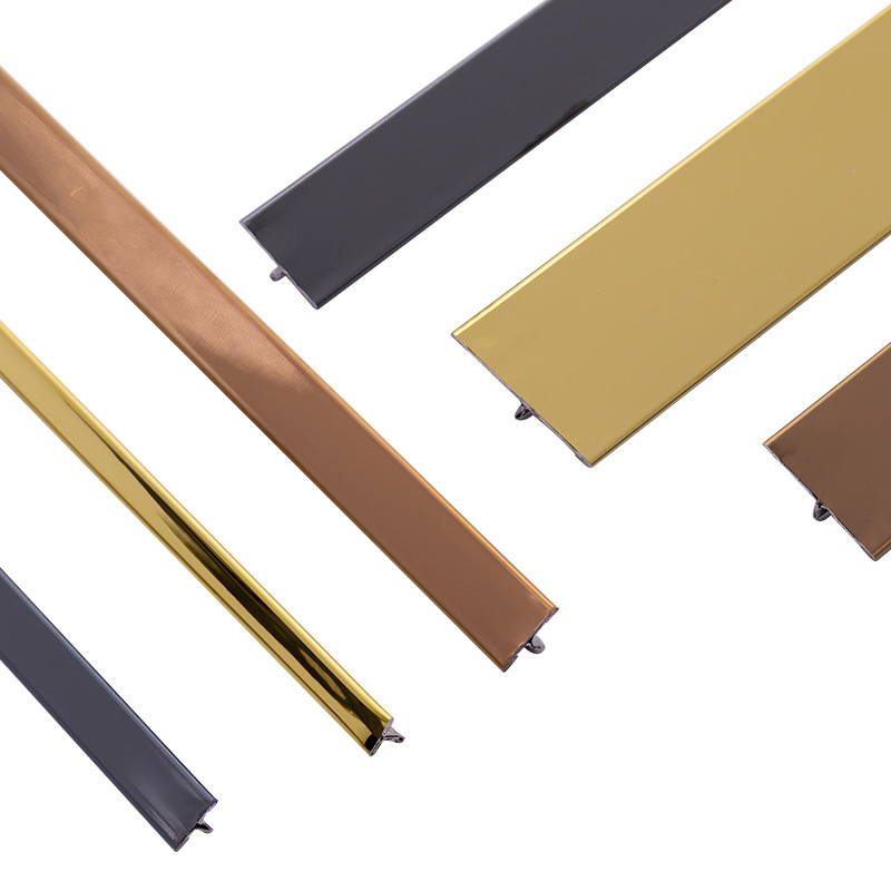 Brushed Gold Stainless Steel Decoration Strip T Shaped Metal Trim