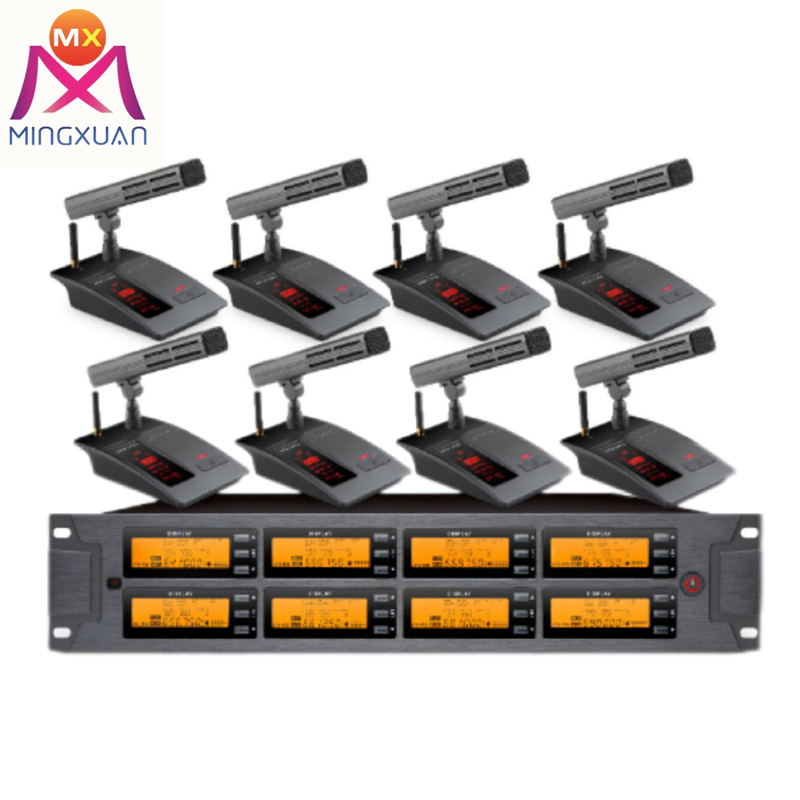 Wireless Digital Intelligent Discussion Conference System 8CH Microphone Desktop