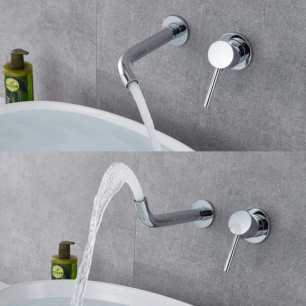 Unique Fancy Cupc Solid Brass 4 Inch Wall Mounted Bathroom Sink Lavatory Faucet