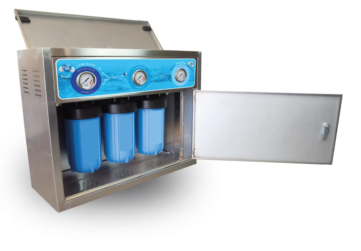 Tripe Stage Big Blue Water Filtration System with Stainless Steel Cover and Pressure