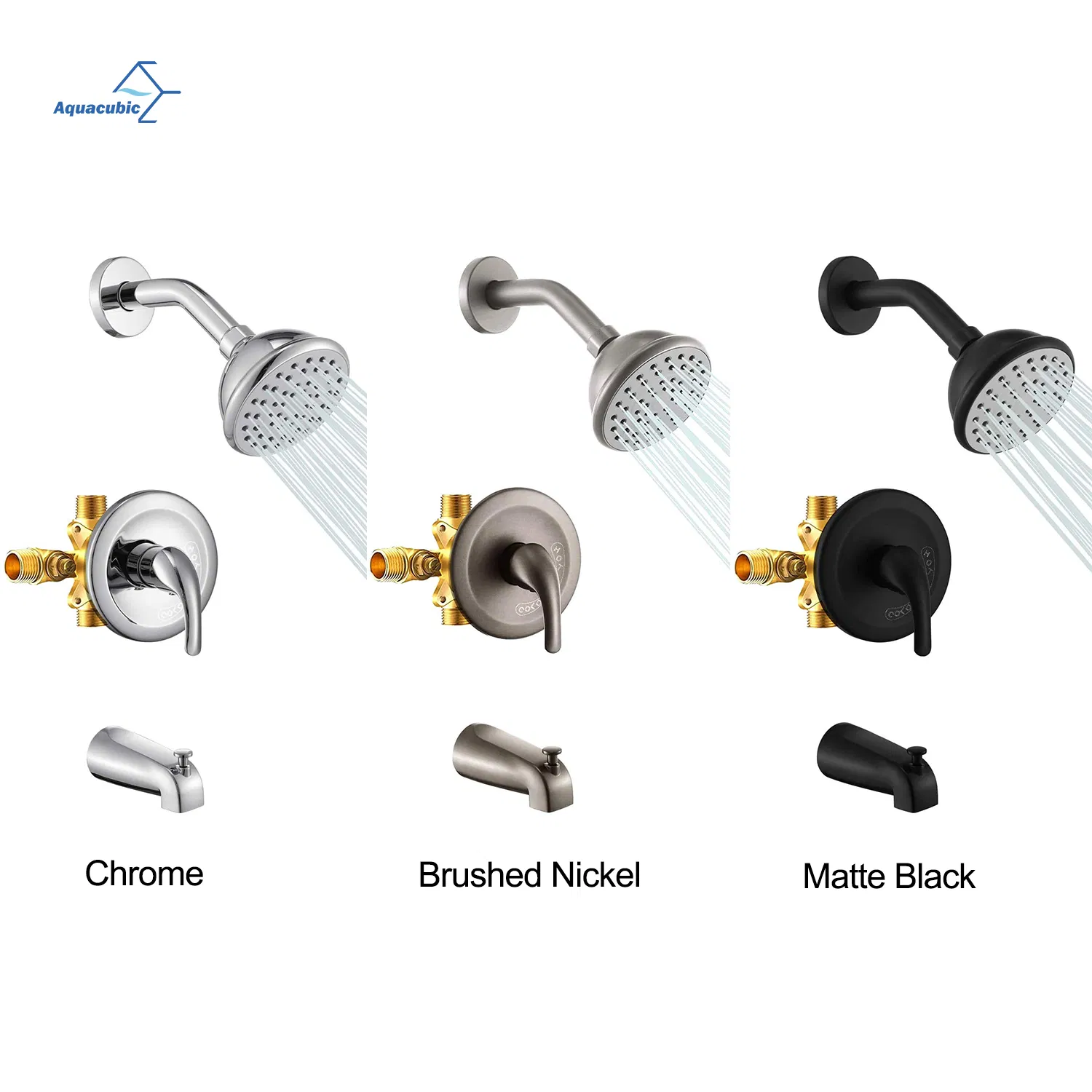 Aquacubic Cupc CE Certified Hot and Cold Water Modern Pressure Balance Chrome Bathroom Concealed Shower Faucet Set