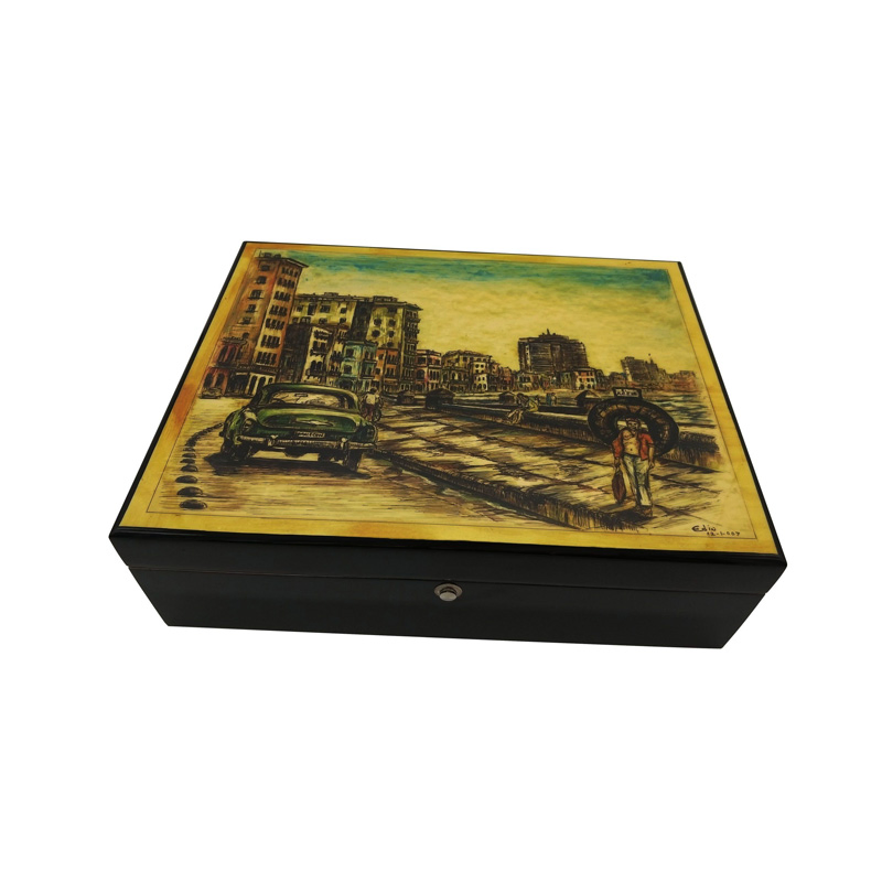 Customized Fashionable Cigar Humidor Storage Box Wooden Cigar Packaging Box
