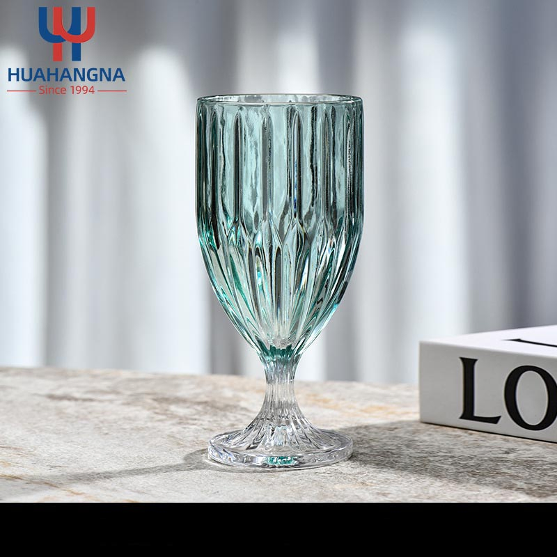 Vintage Relief Transparent Glass Wine Colorful Lozenge Shaped Goblet