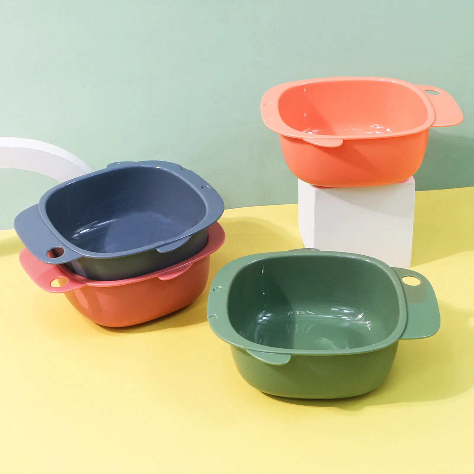 Kids Dining Bowls Food Container Plastic Baby Feeding Bowl Set with Lid