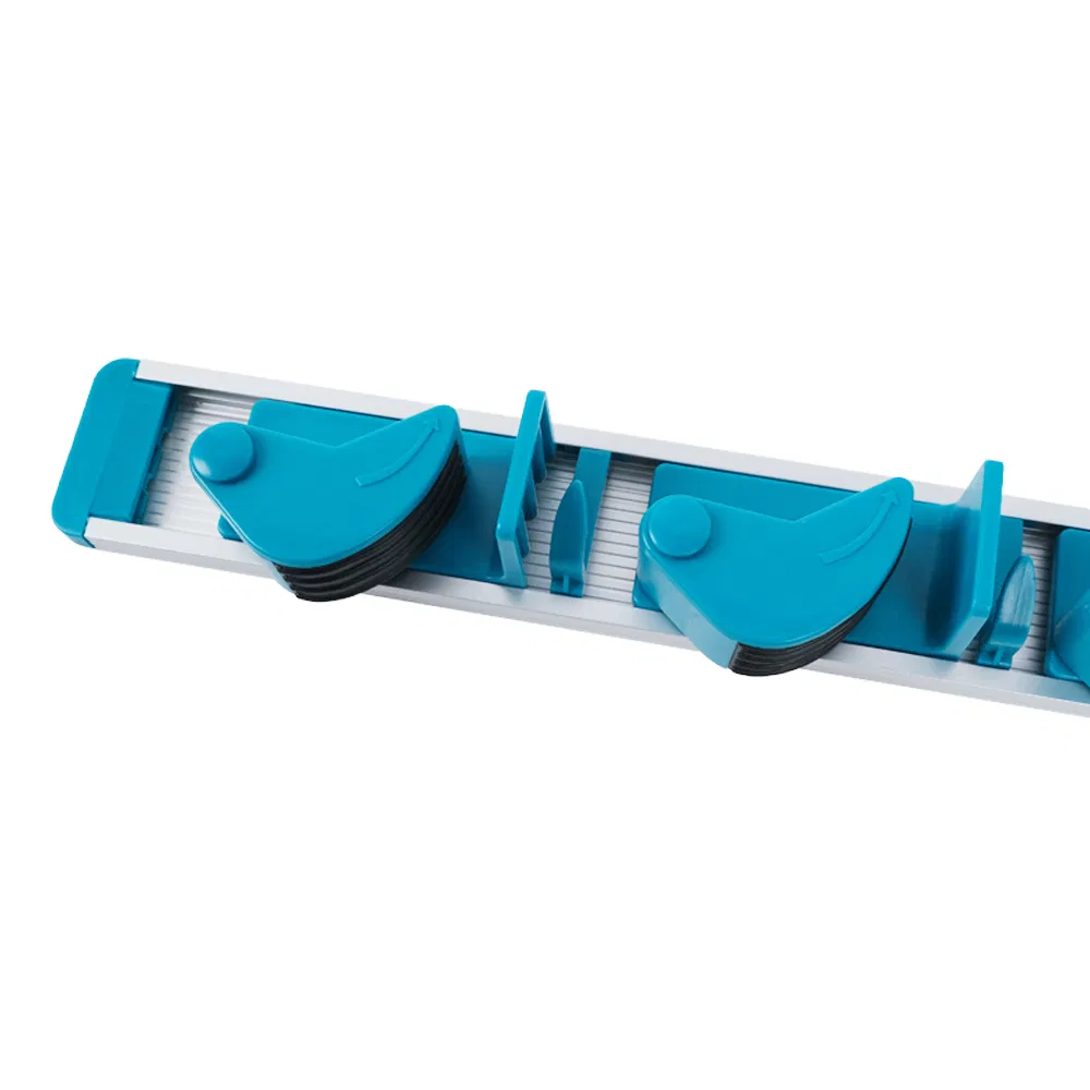 Wall Mounted Broom and Mop Holder Tool Organizer with 4 Clamps and 4 Aluminum Hooks Broom and Mop Rack 3PCS 18001