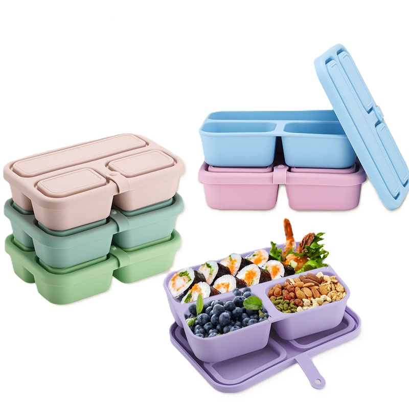 Premium Silicone Bento Lunch Box for Meal Prep and Storage