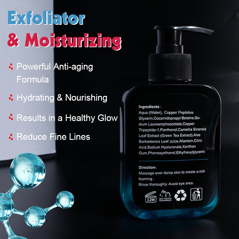Deep Cleansing Moisturizing Anti Acne Blue Copper Peptide Jelly Facial Cleanser Wash