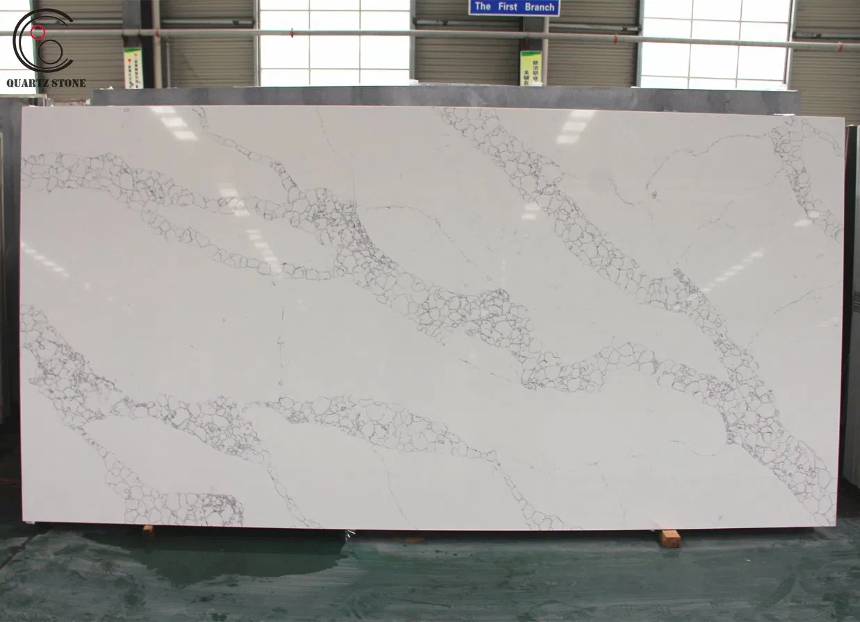 White Calacatta 5132 Texture Quartz Stone Slab with Caerstone Color
