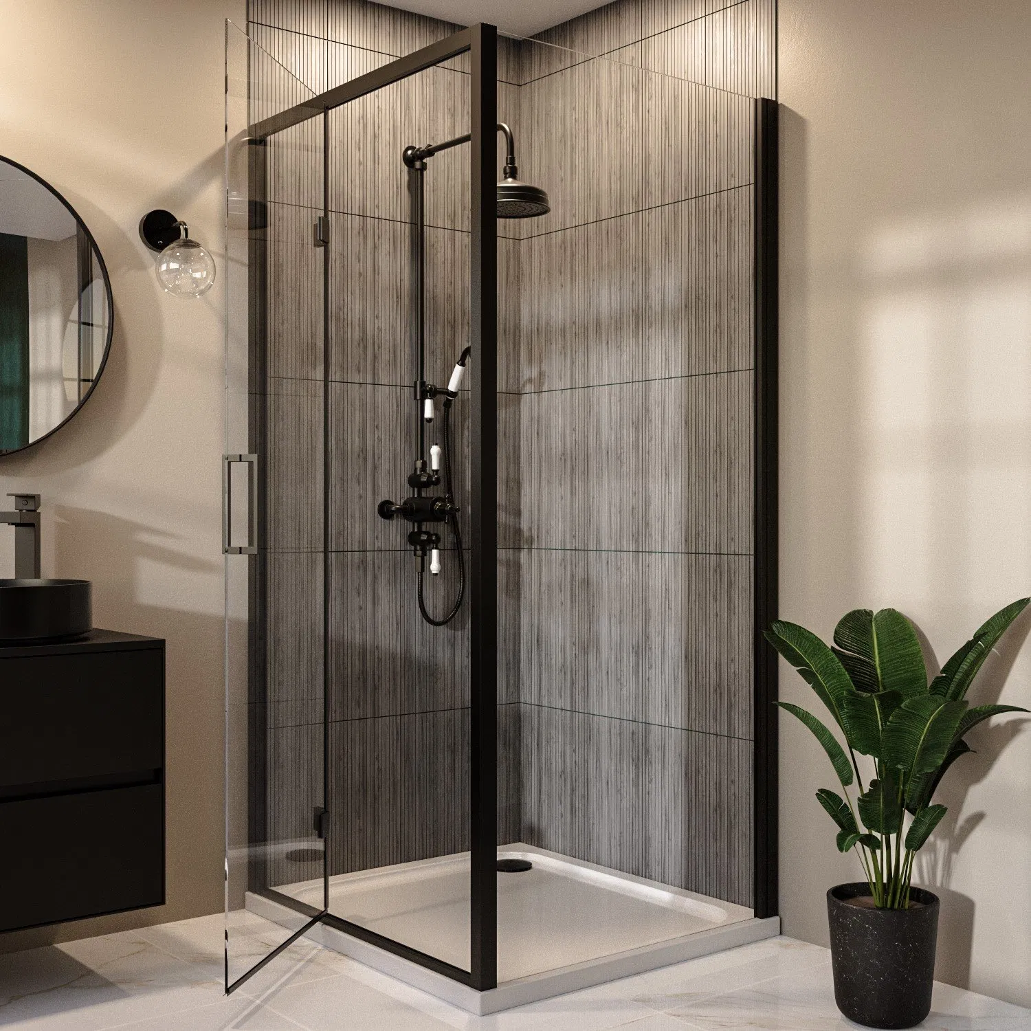 Modern Walk in Shower Enclosure with Clear Tempered Glass
