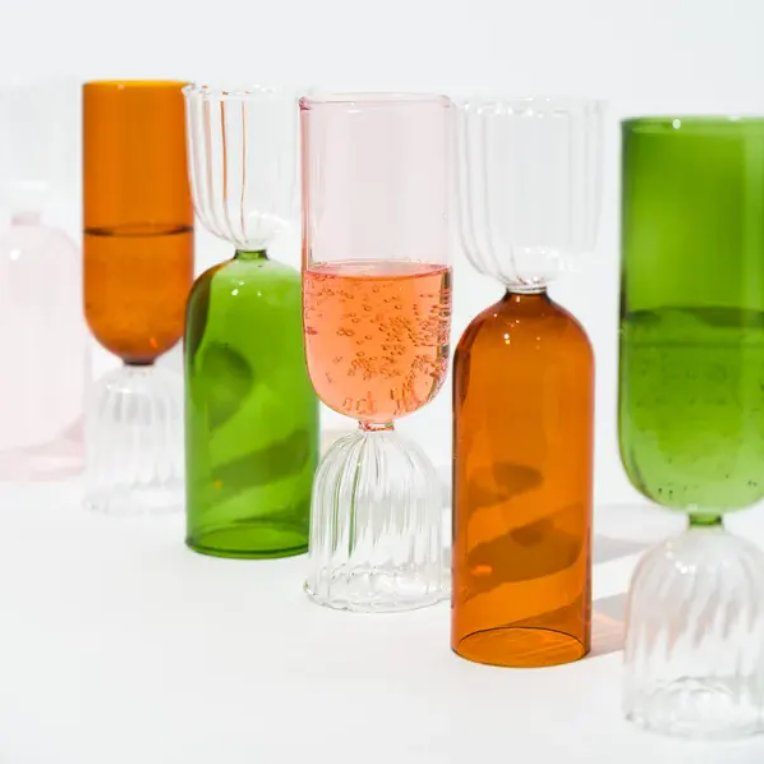 Borosilicate Decorative Colored Stemless Champagne Glass Flute Goblet for Drinking