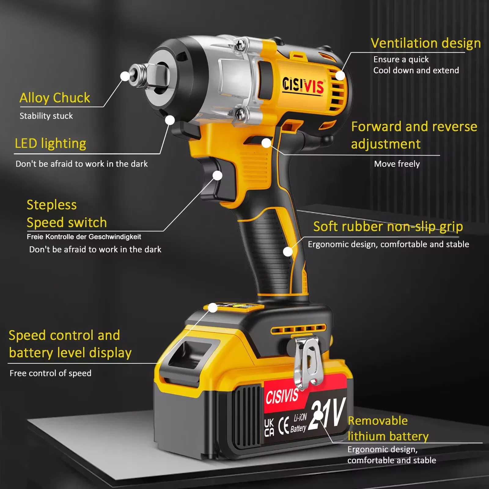 Беспроводной гайковерт Cisivis 3/4, 500 Нм