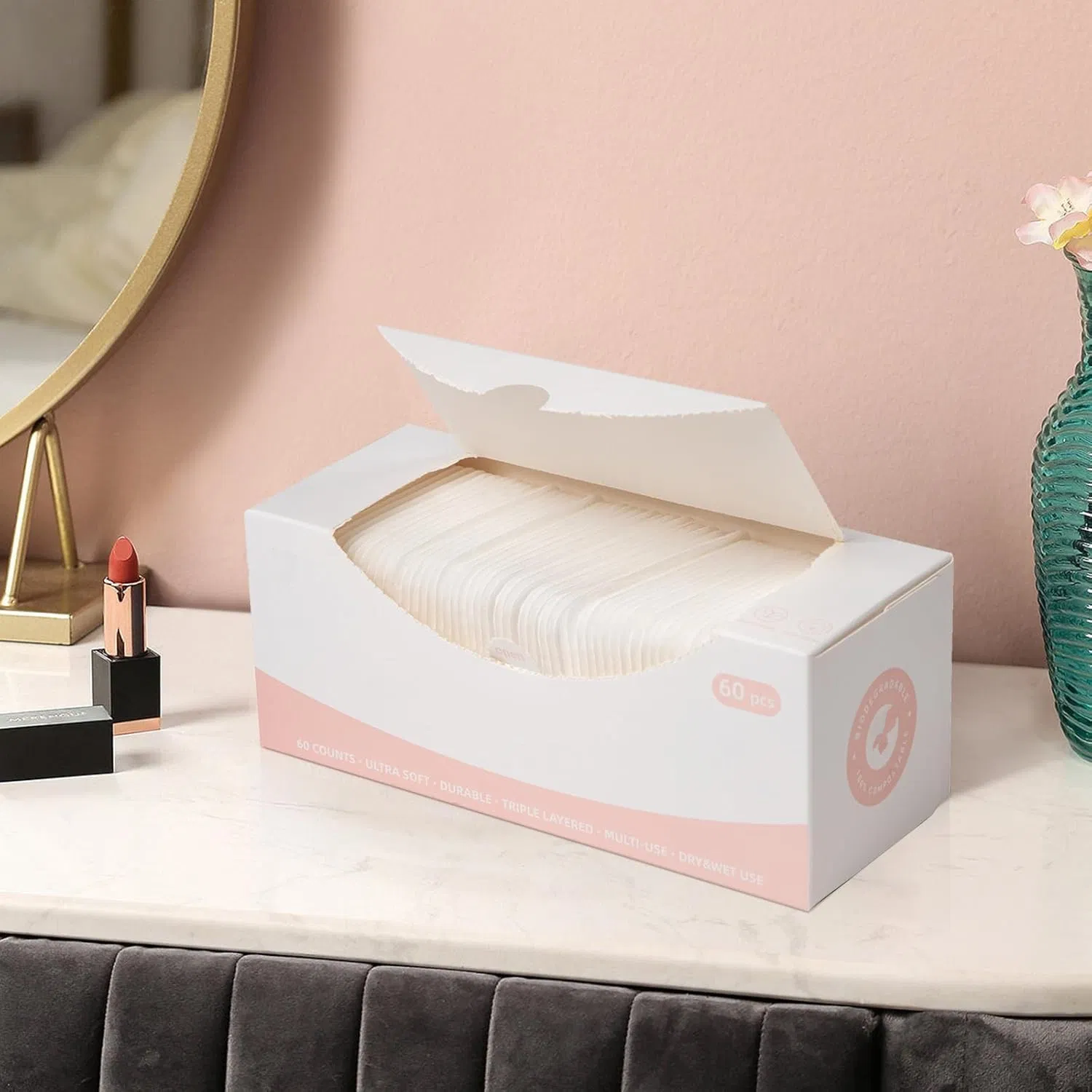 Makeup Square Cotton Pads 100% Cotton Not to Shed or Fall Apart