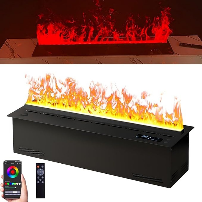 Smart Voice Control LED Flame Electric Fireplace Insert Single Colors Atomized Fireplace