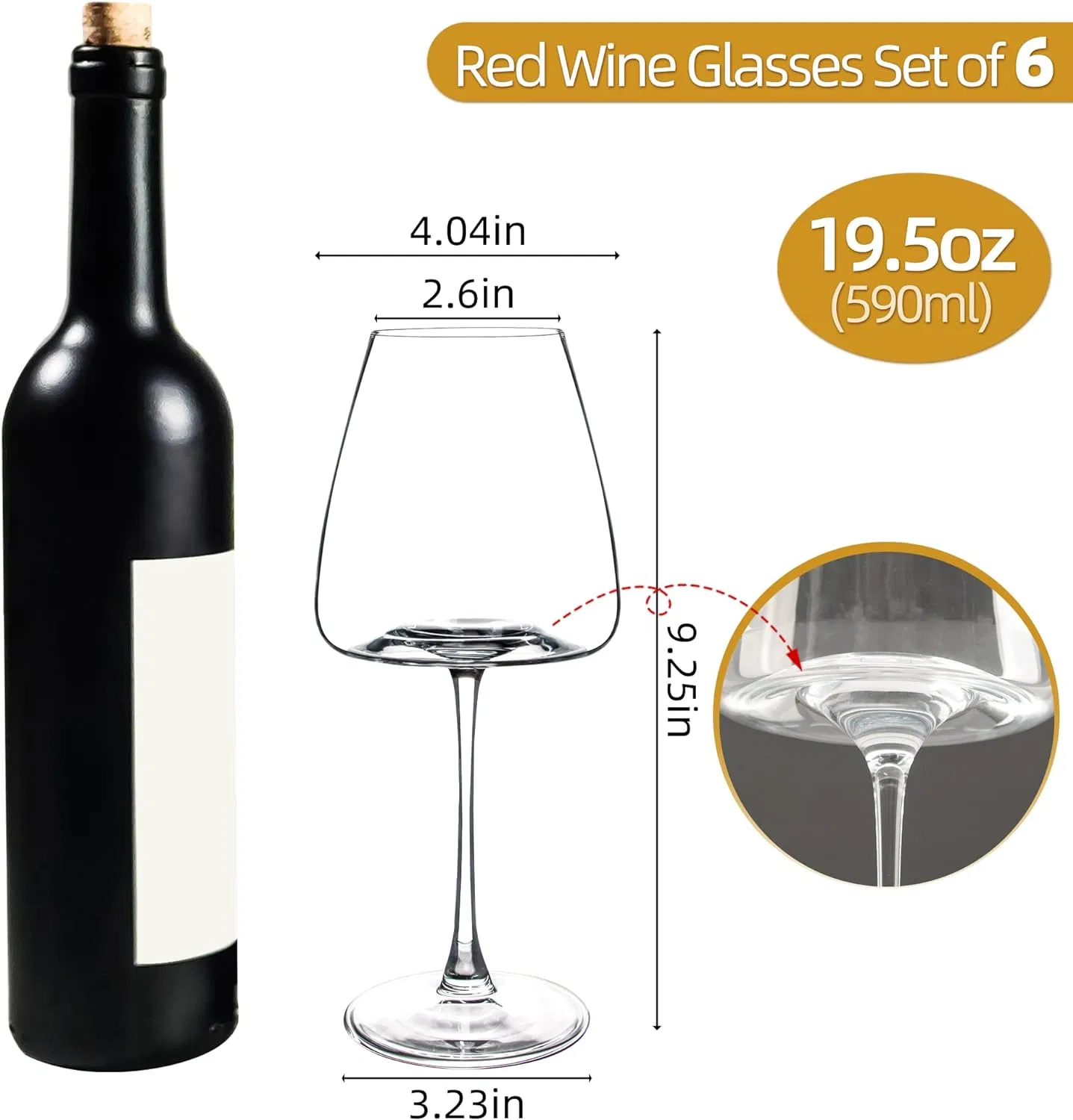 Wholesale Custom 590ml Stemmed Drinking Glasses Red Wine Glasses with Custom Size for Conundrum Red Blend Underwood Pinot Noir
