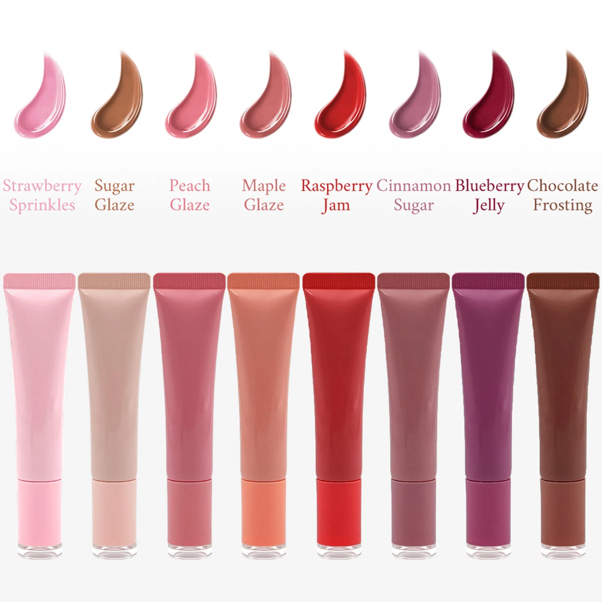 Squeeze Tubes Custom Logo Tinted Lip Balm Pink Donut Lip Glaze Lipgloss Private Label Hydrating Lip Gloss