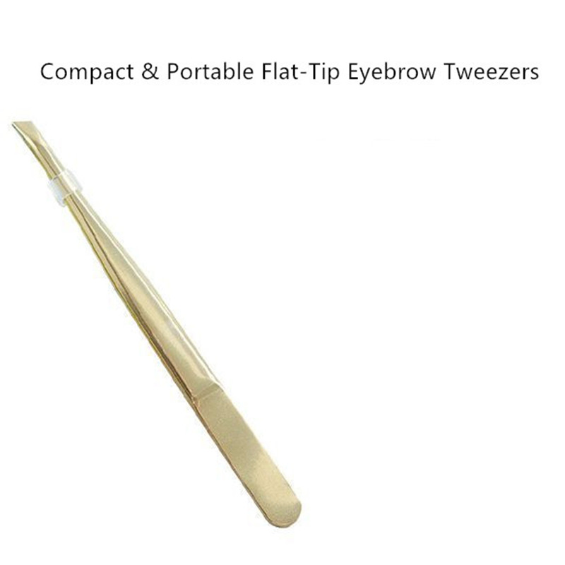 High-Precision Stainless Steel Eyebrow Beard Tweezers Professional Flat Tip Hair Removal Tool
