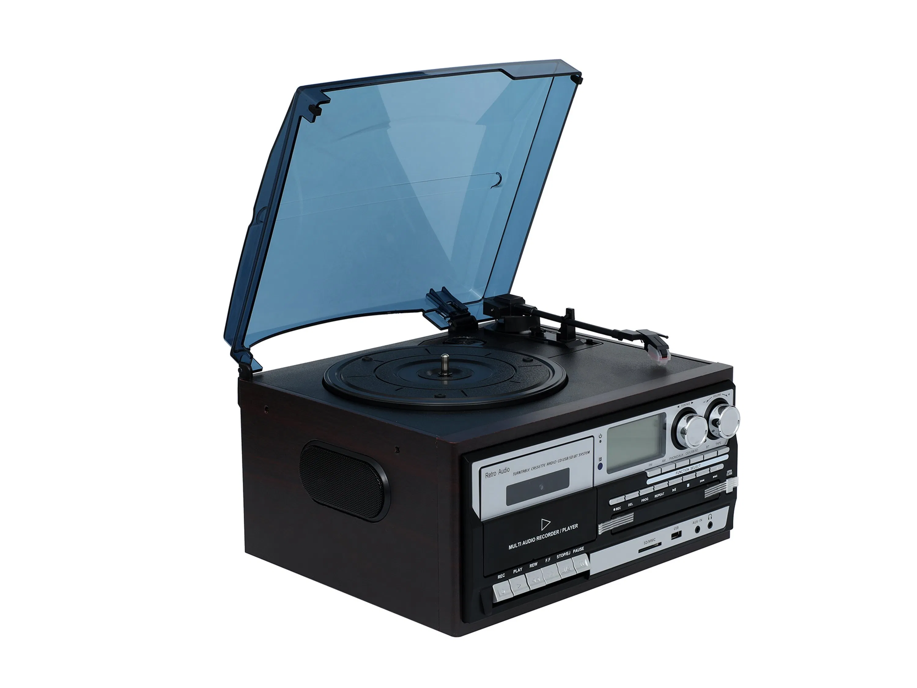 Винтажный проигрыватель с кассетой, CD и USB