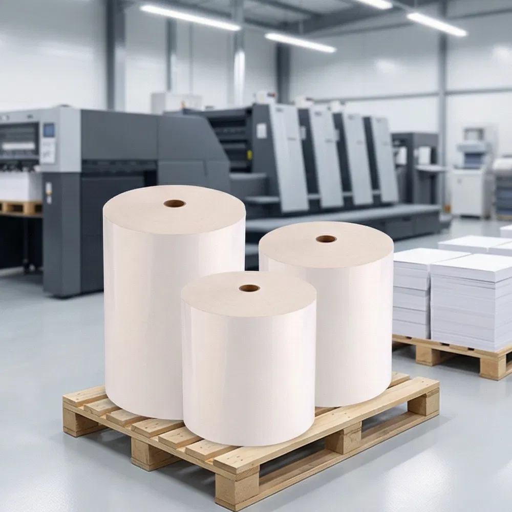OEM Matte Transparent material wholesale Bulk jumbo rolls Self adhesive label paper