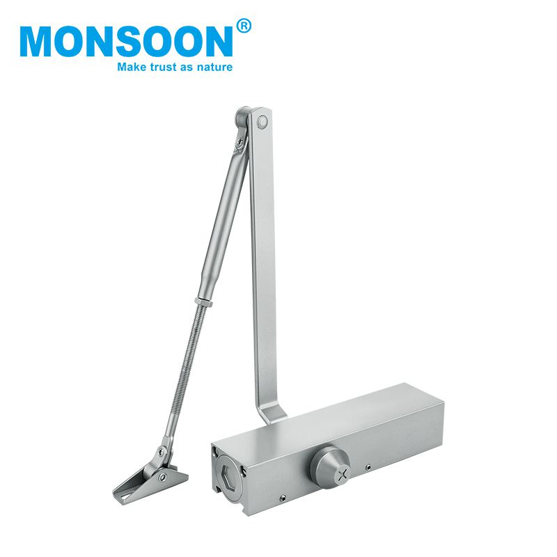 Commercial Stainless Steel Door Closer Hydraulic Steel Spring Loaded Top Mounted Sliver Automatic Soft Close Door Closer