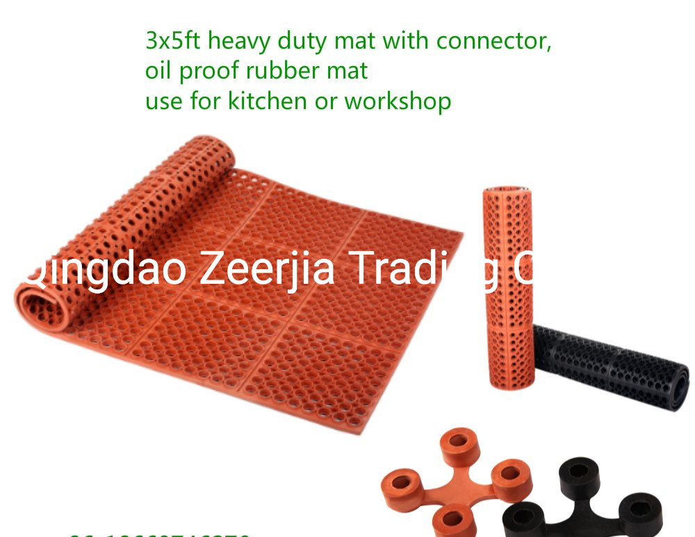 3X5FT Restaurant Kitchen Use Heavy Duty Rubber Flooring Mat with Drainage Holes