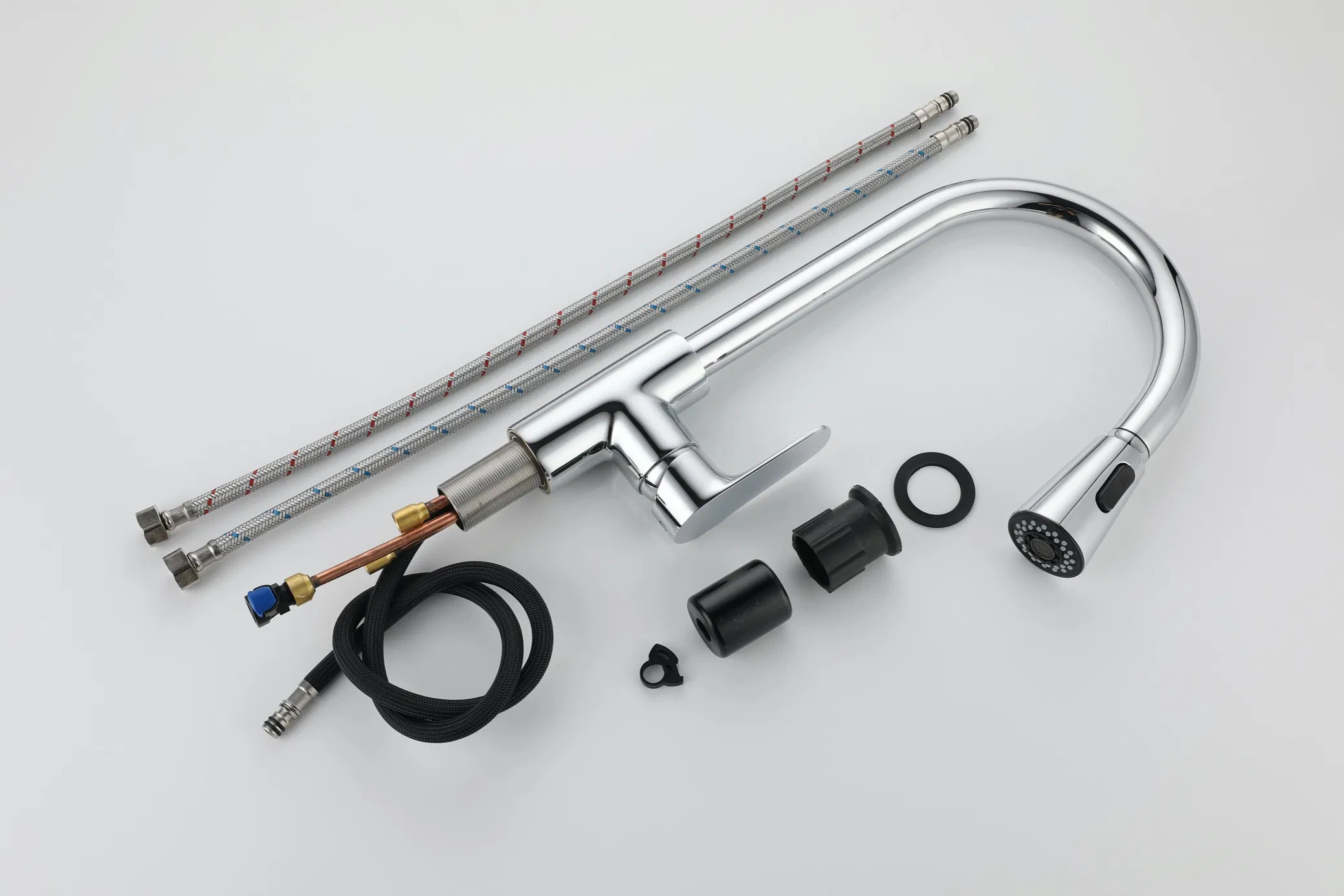 2026 New Design Kitchen Sink Mixer Tap Black Kitchen Faucet with Pull out Spout Sample Customization