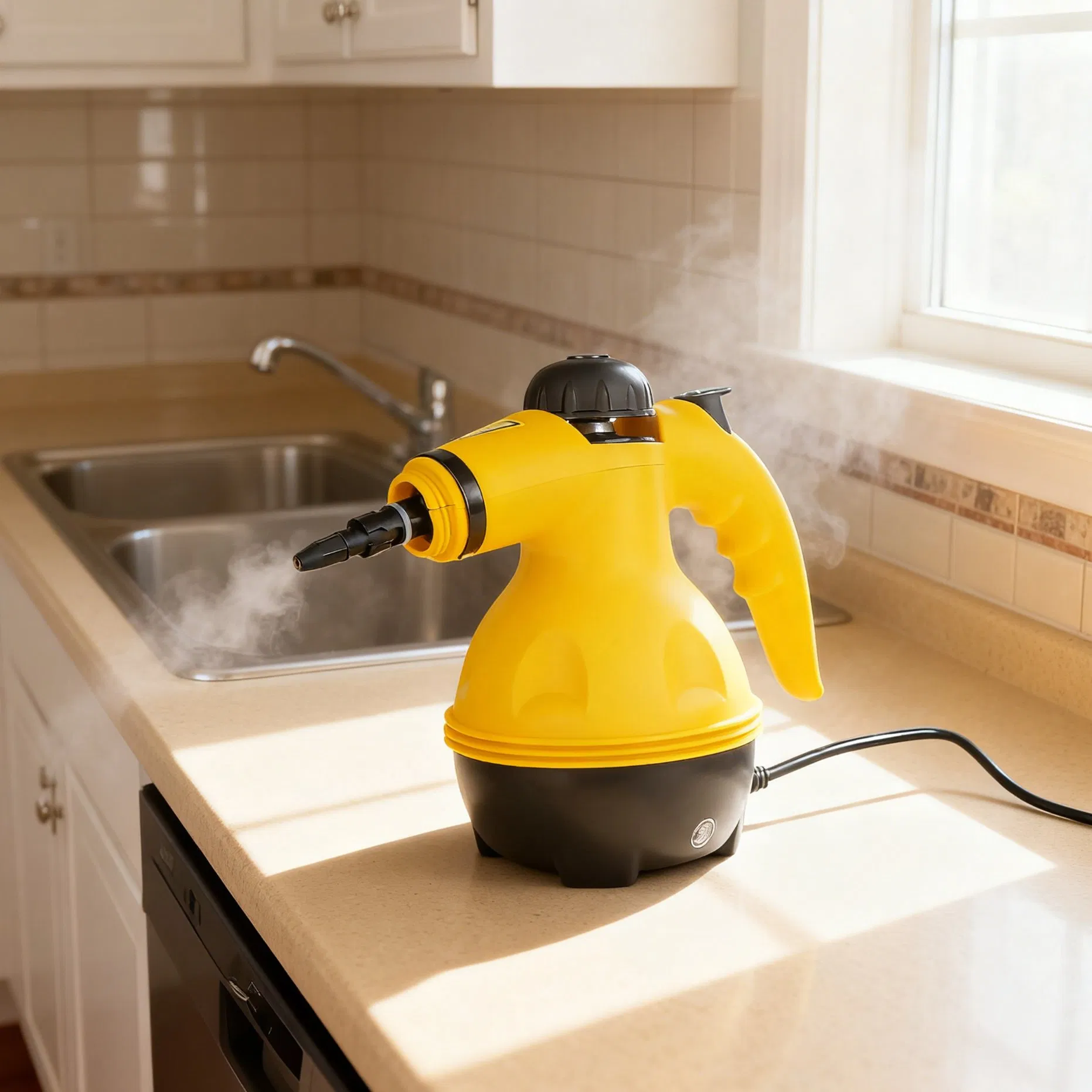 Longbank New Professional 3.0 Bar High Pressure Multifunction 1000W Electric Handheld Steam Cleaner with 9 Accessories