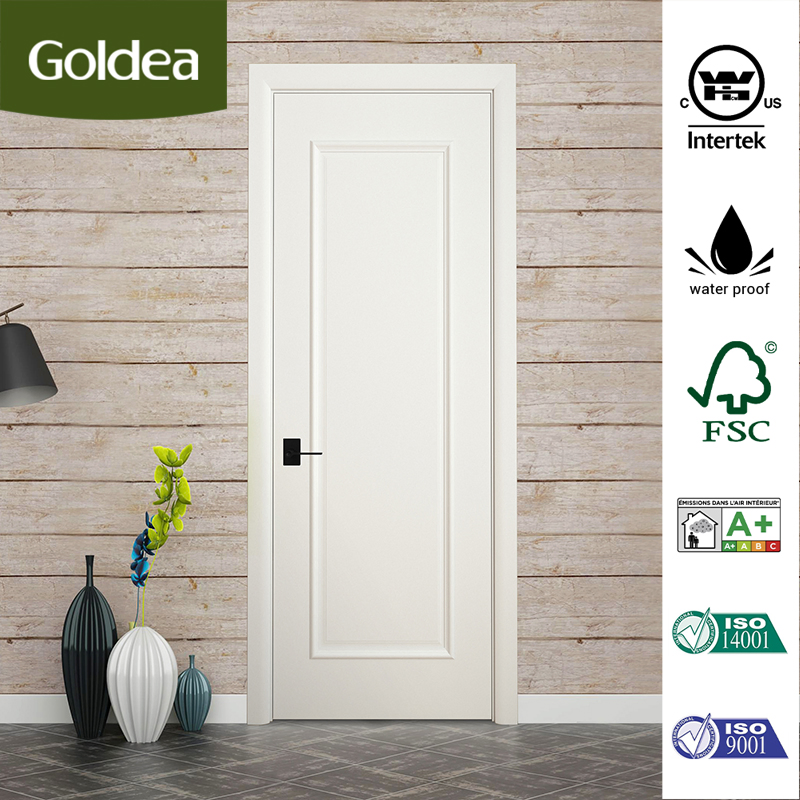Goldea 39 Years Factory Wholesale Price Luxury Style Wooden Interior Glass Doors Timber Wood Door with Raised Decorative Line Design