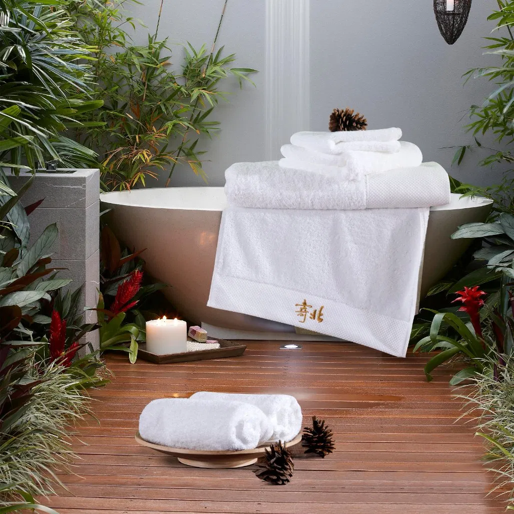 Five Star Hotel Towel Set Custom Private Logo Design Hand Face Bath Towel Collection Set for Hotel