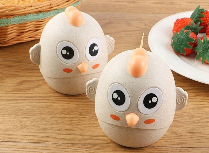 Chick Shape Toothpick Dispenser Wheat Straw Toothpick Holder