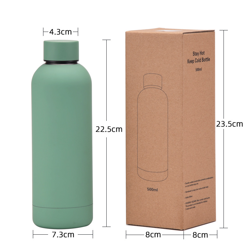 Rubber Matte Stainless Steel Flasks 500ml 750ml Vacuum Insulated Water Bottle