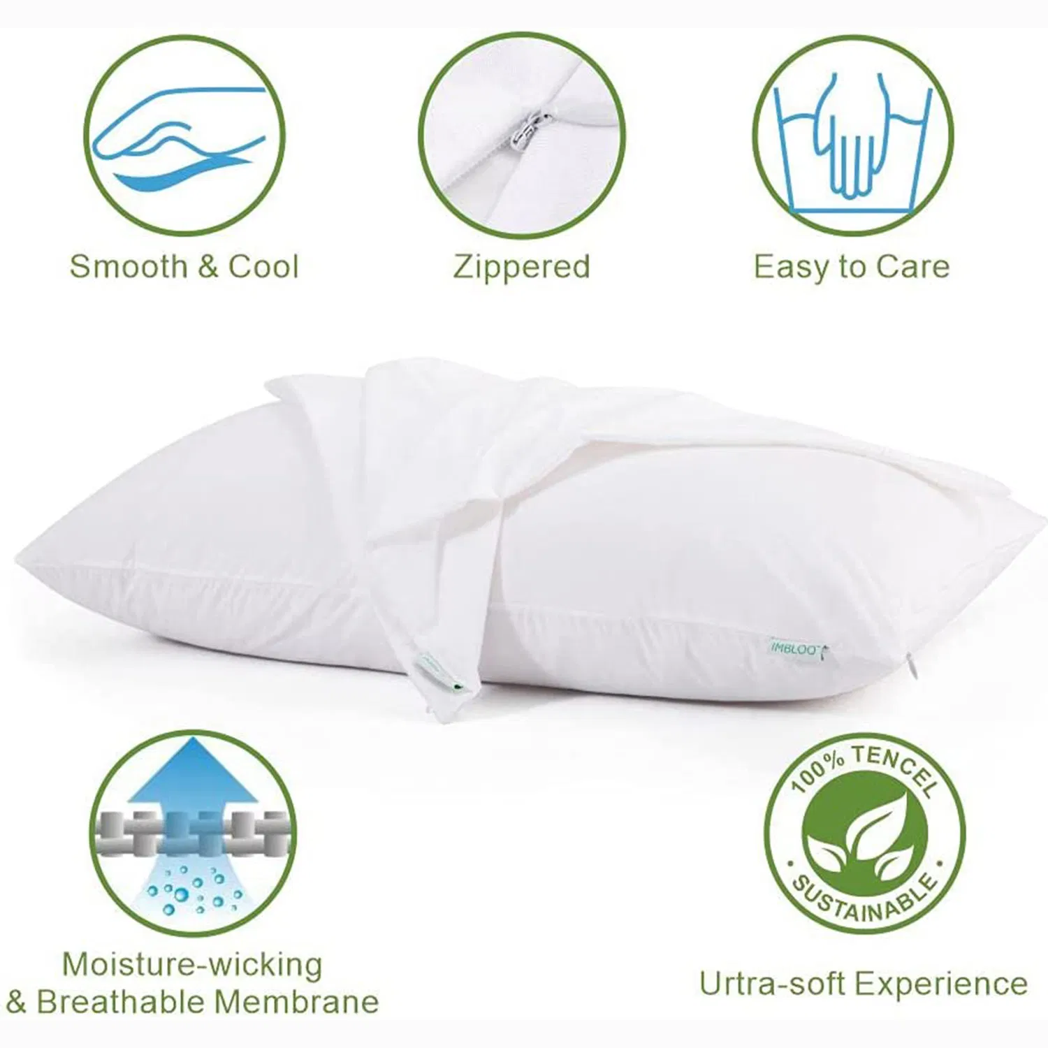 Waterproof Zippered Pillow Protectors - Allergy Proof Pillowcase Cover