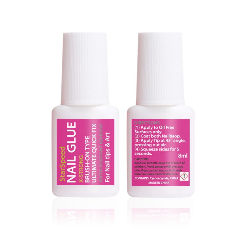Factory Direct Sale Wholesale 8g Custom Pink Manicure Glue with Brush on Finger Nail Glue for Nail Salon
