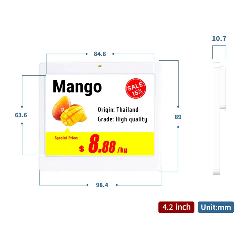 4.2 Inch Dyesl E-Paper Digital Price Tag for Supermarkets and Retail Warehouses Display