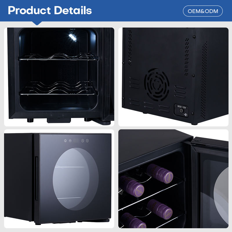 High Quality Electric Stainless Steel Mini Cigar Wine Cooler 4 Bottle 12L Capacity Black Refrigerator for Household Hotel Use