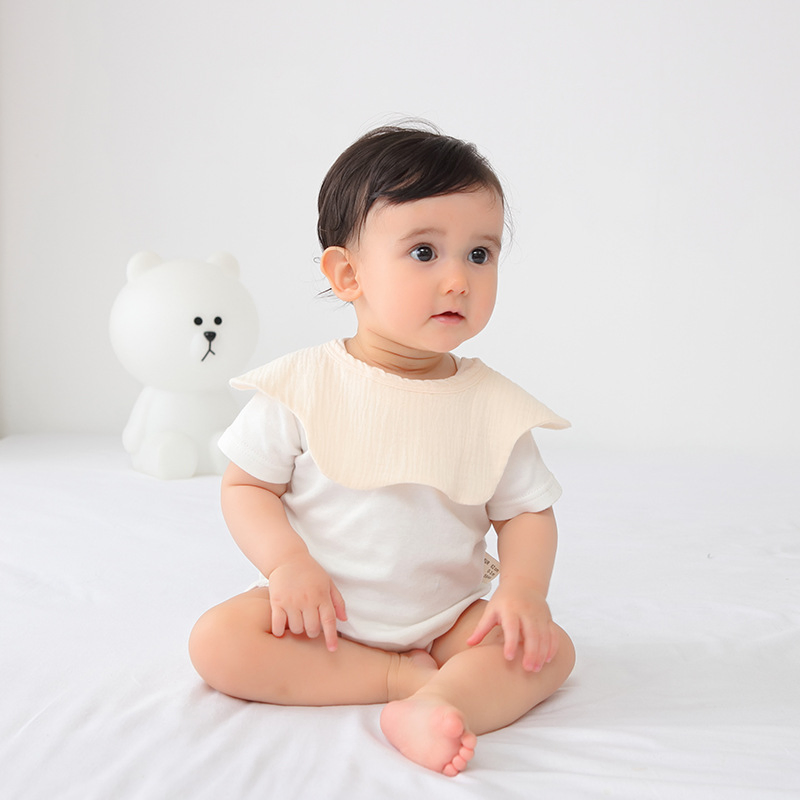 360° Rotatable Drool Bibs - 4-Layer Organic Cotton Bandana Bib for Babies