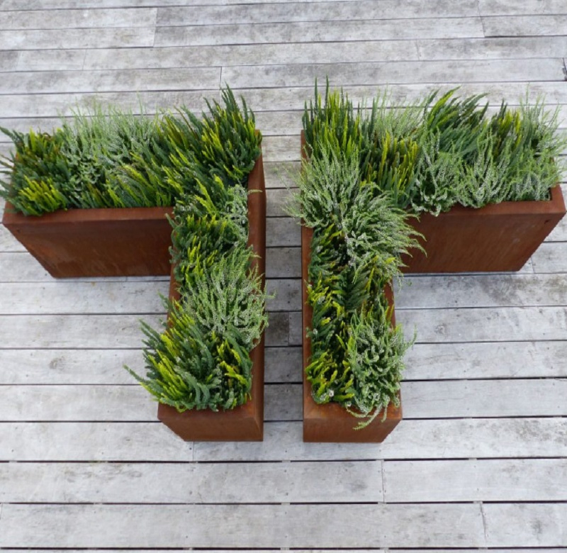 Corten Steel Corner Box Planter Patio Aluminium Corner Planters
