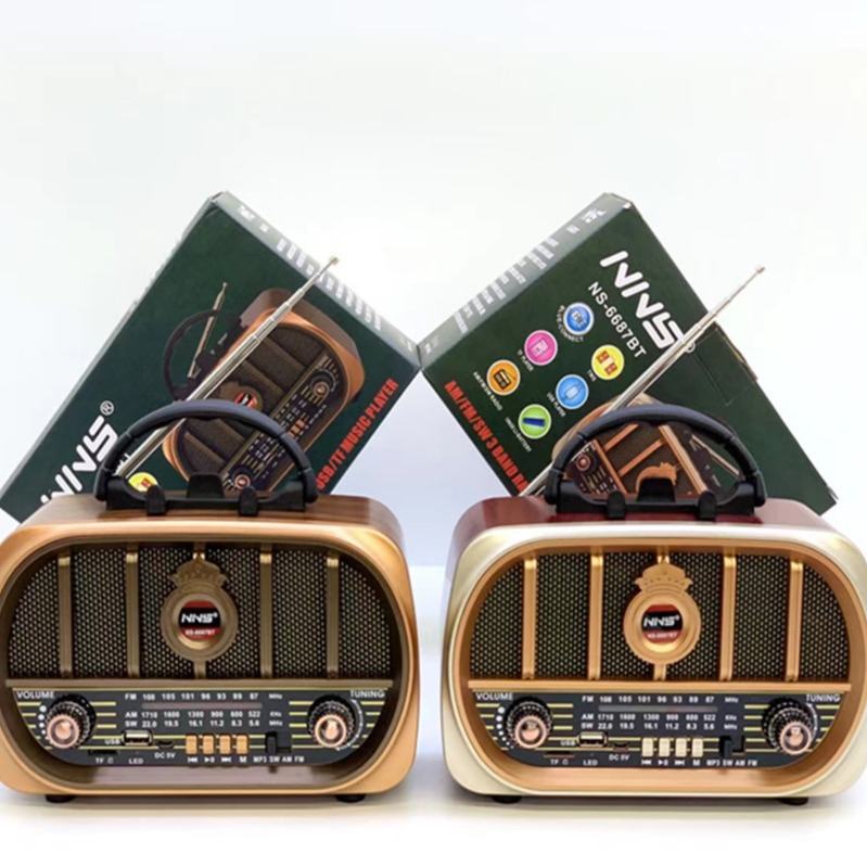 Ретро радио NS-6687BT с Bluetooth, деревянный корпус