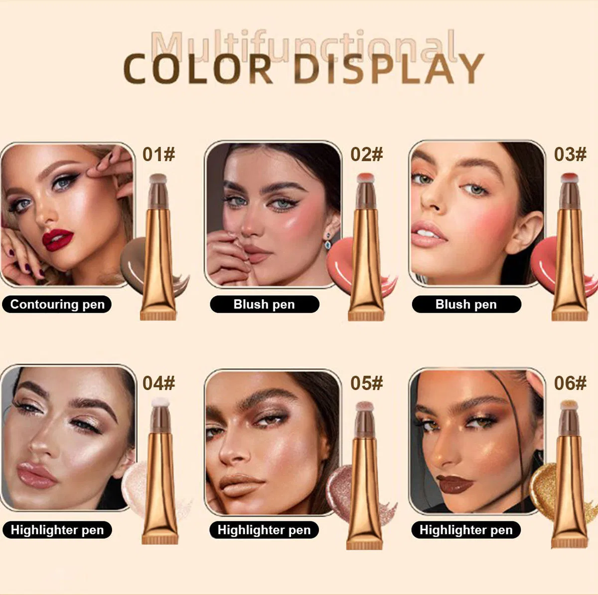 Многофункциональный хайлайтер-ручка для контуринга с аппликатором