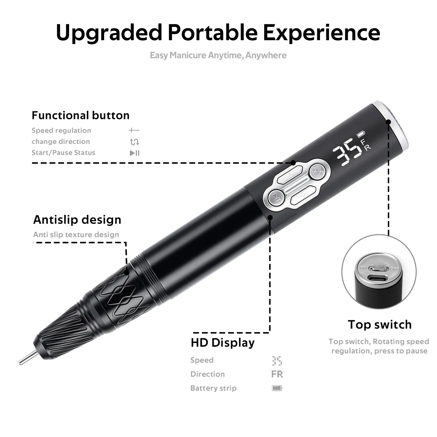 OEM/ODM Electric Nail Drill Low Noise Professional High Speed Brushless Nail Drill Machine