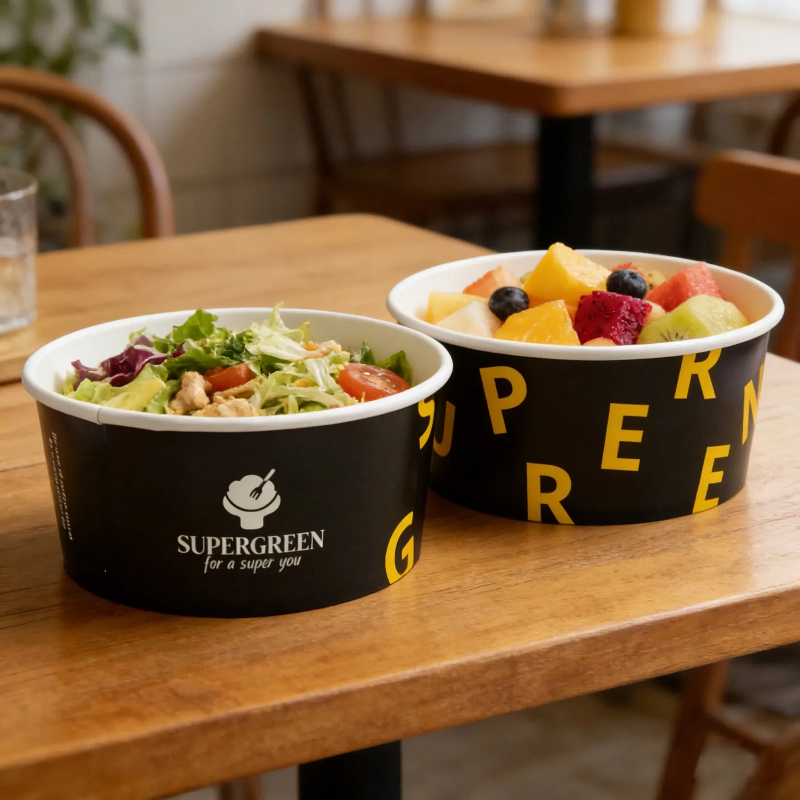 Custom Logo Disposable Food Grade Kraft Paper Salad Bowl for Takeaway Packaging