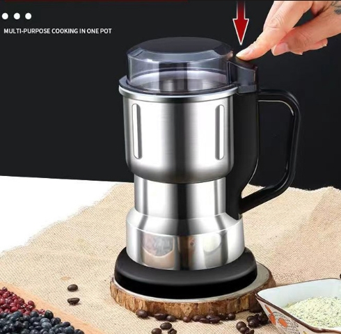 Electric Food Processor, Multi-Grain, Herb Grinder, Small Home Use Grinder for Soybeans, Coffee Beans, and Powdering.