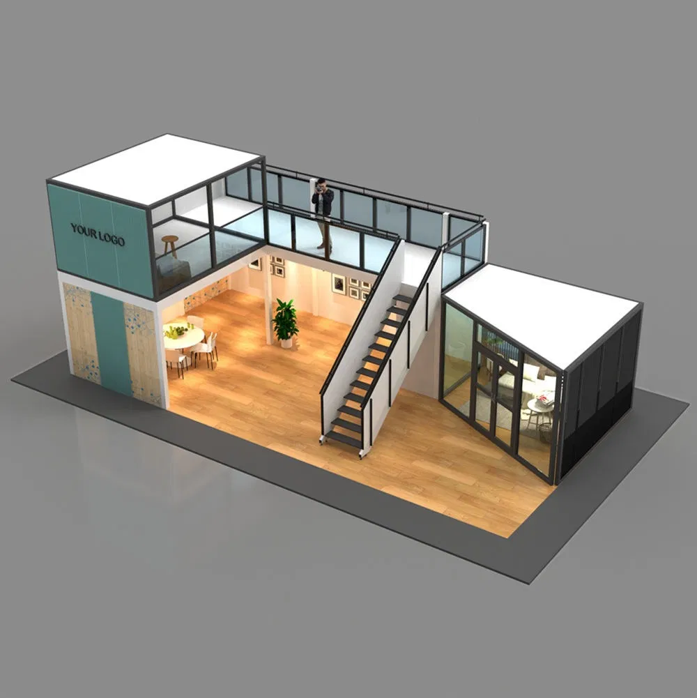 Custom 12X6m Aluminum Modular Double Deck Trade Show & Exhibition Stands Booths with Glass Components for Retail Trade Fairs