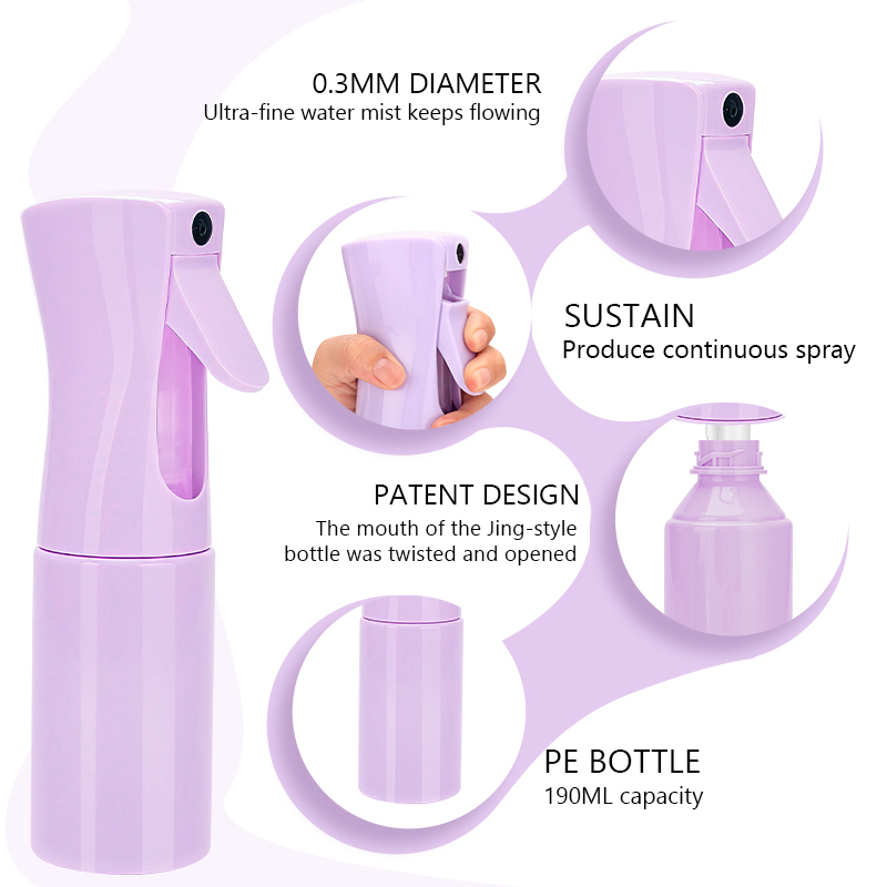 Hair Brush Purple Detangle Comb Spray Bottles Set for Hair Barber Set