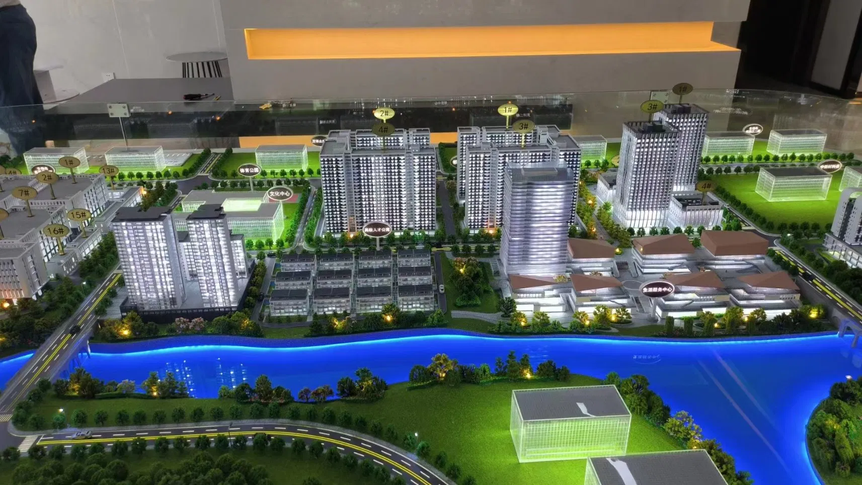 Customized Industrial Park Sand Table Model with Modern Design Style and Lighting Display