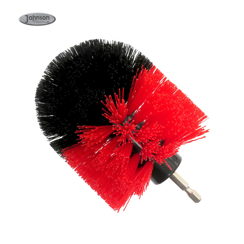 Red Color 3 Pieces Foam Sponge Scrub Pads Nylon Drill Brush Attachment Sets for Cleaning