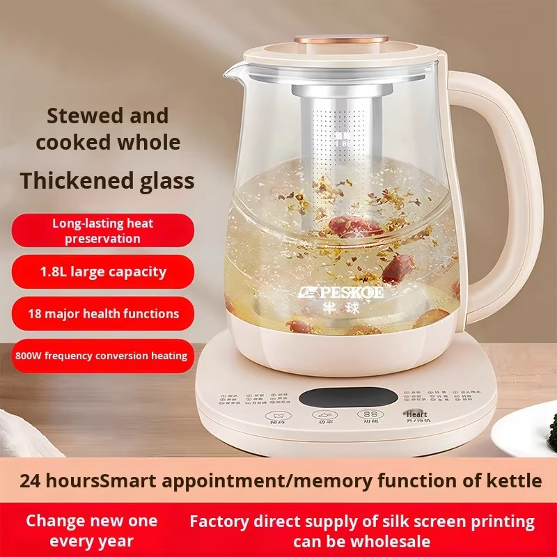 1.8L Smart Stainless Steel Electric Kettle Portable Glass Pot for Coffee Kitchen Automatic Thickening Multifunctional Cooking